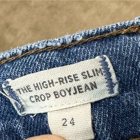 Madewell High-Rise Slim Crop Boyjean:Knee-Rip Edition Size 24 - Picture 9 of 10